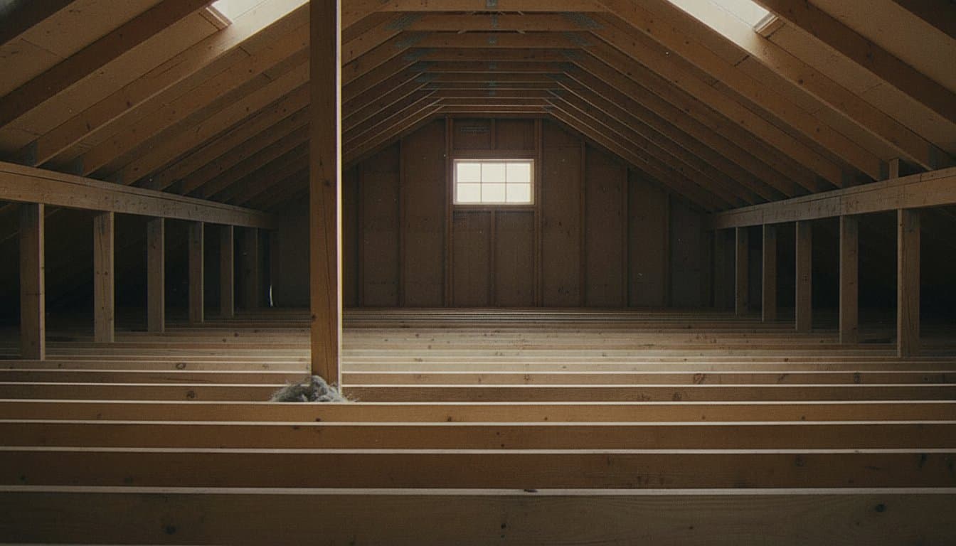 Clean stripped attic with bare swept joists for foam