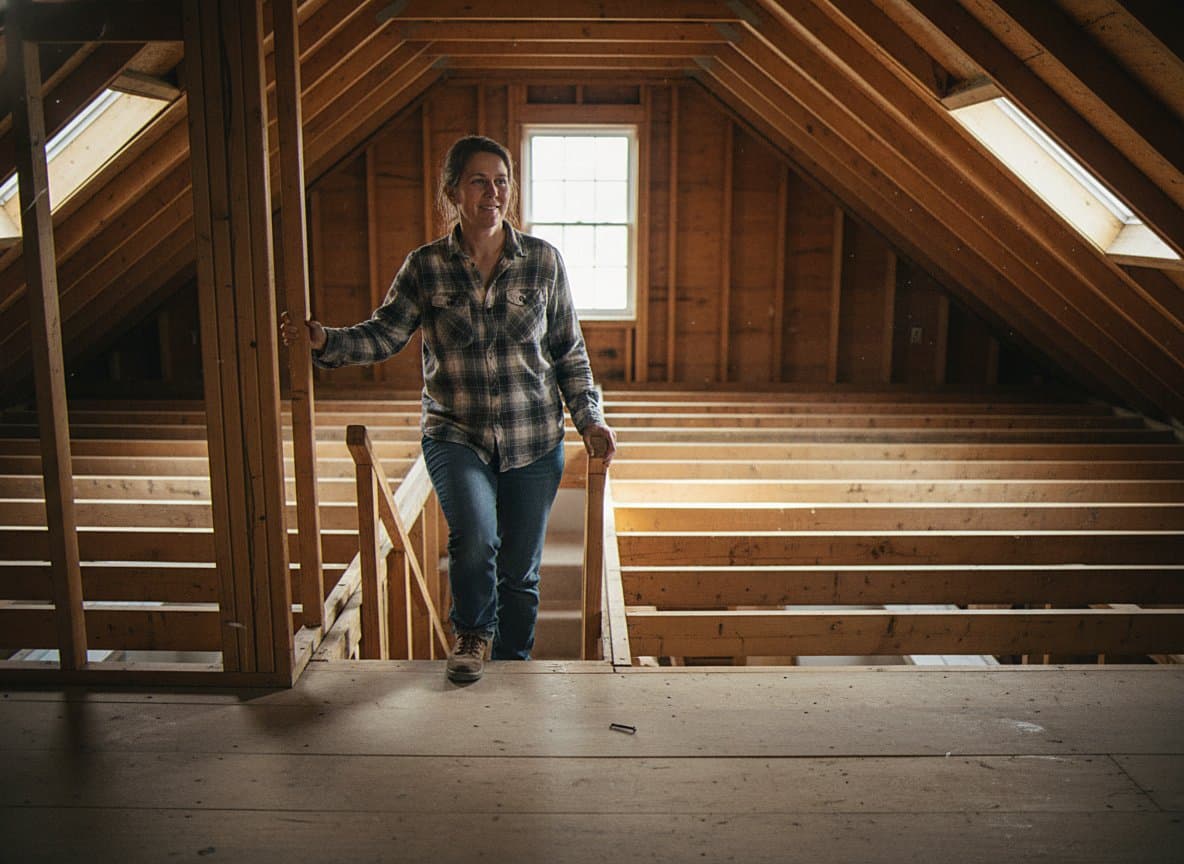 Homeowner looking over a clean stripped attic
