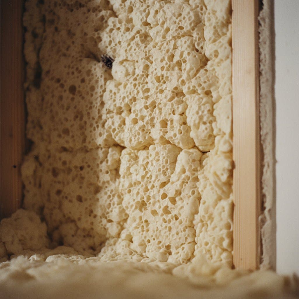 Close-up of spongy texture of trimmed open-cell foam